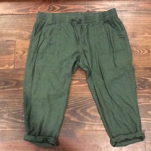 Olive green linen crops